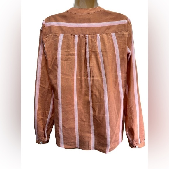 Paul & Joe Coral and Pink Stripe Button Front Blouse Made in France - Picture 5 of 6
